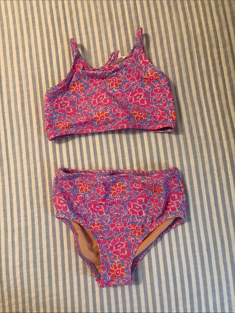 J. Crew Factory Girls Pink & Purple Floral Two-Piece Bikini